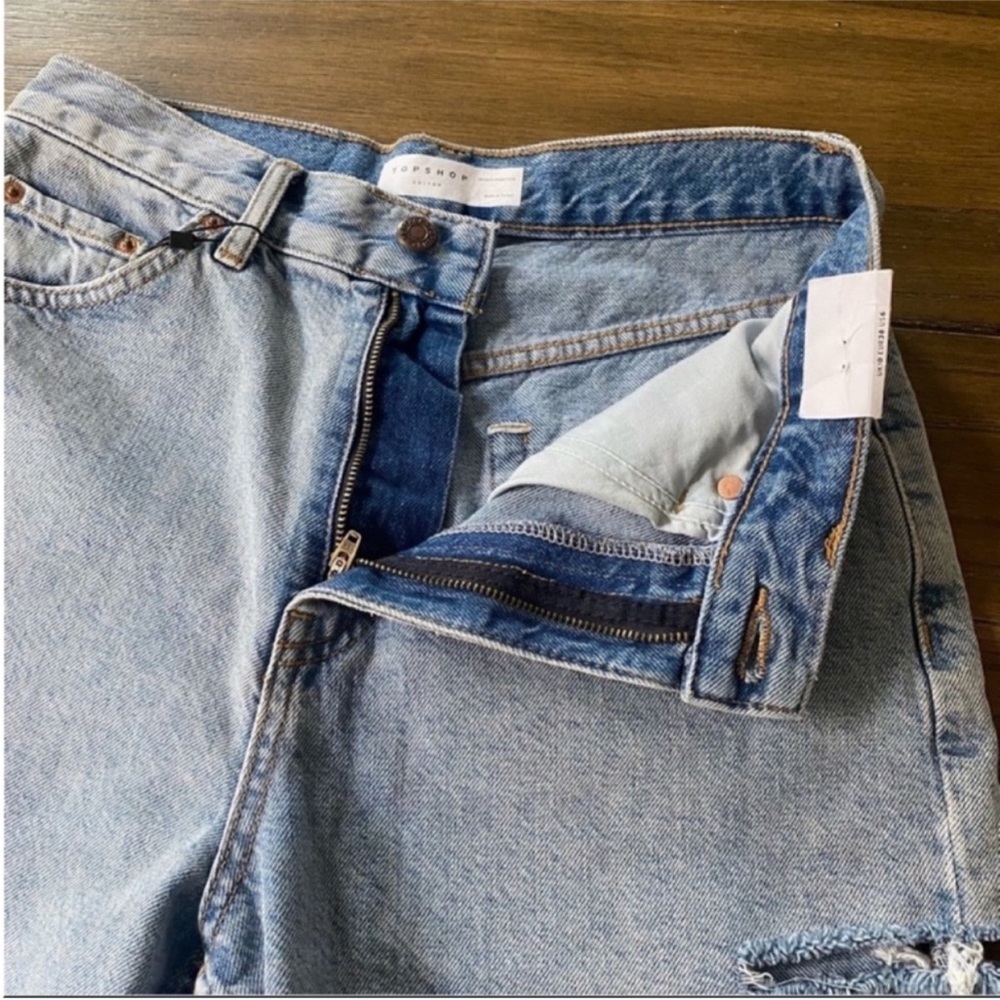 Topshop Editor high rise mid length denim shorts - Picture 10 of 14